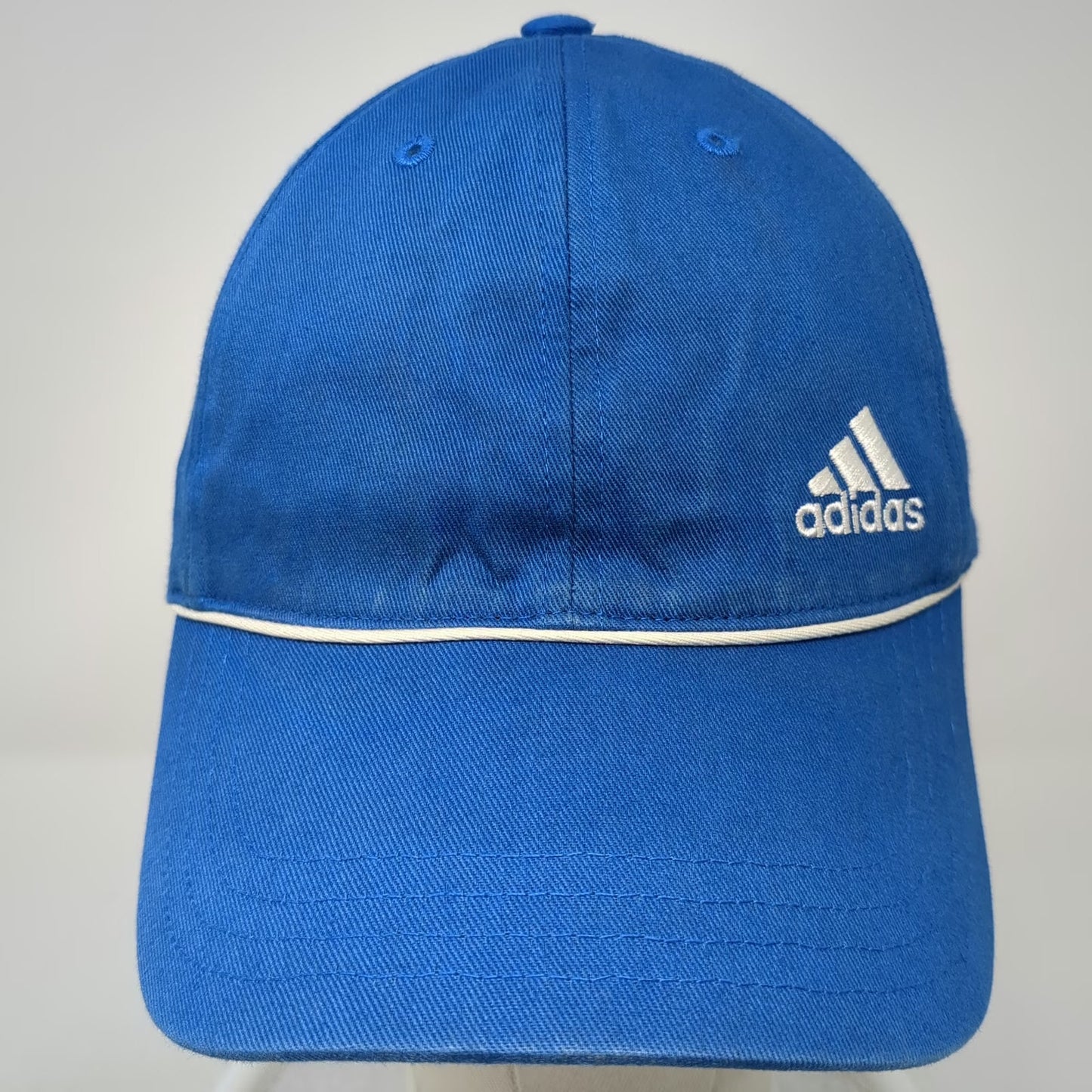 Adidas Baseball Cap Blue One Size Embroidered Logo White Piping Slideback Hat