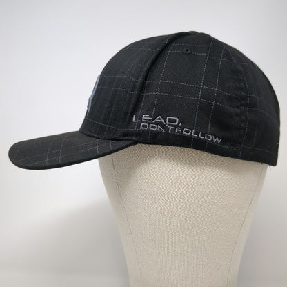 Cinch Baseball Cap Black XL Flexfit Grid Pattern Lead Dont Follow Embroidery Hat