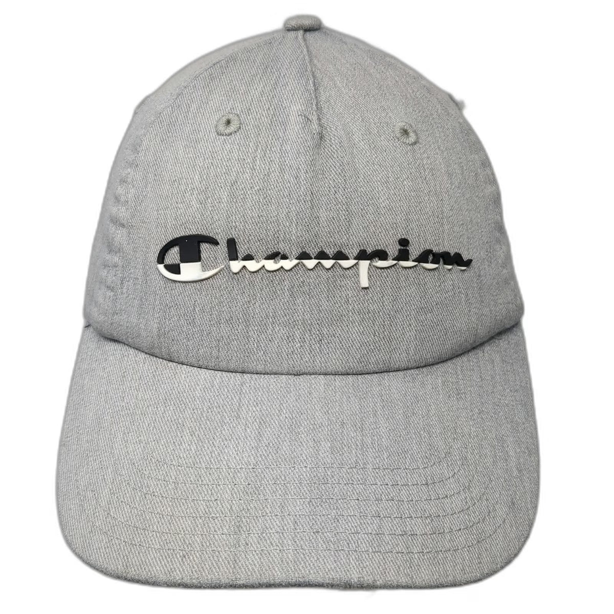 Champion 5 Panel Gray Hat One Size Jersey Fabric Script Logo Slideback C Logo