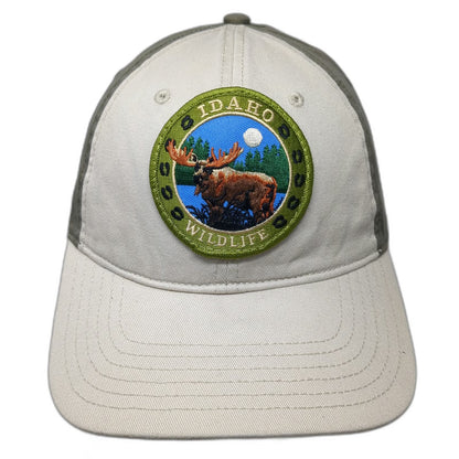 G-54 Hat Graphix Idaho Wildlife Moose Patch Gray Beige Baseball Cap One Size