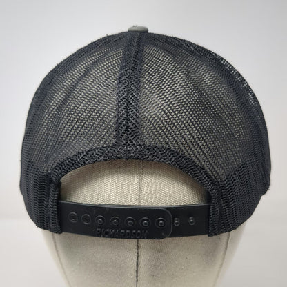 Richardson Trucker Hat Gray L Leather Floral Patch Western Blue Mesh Snapback