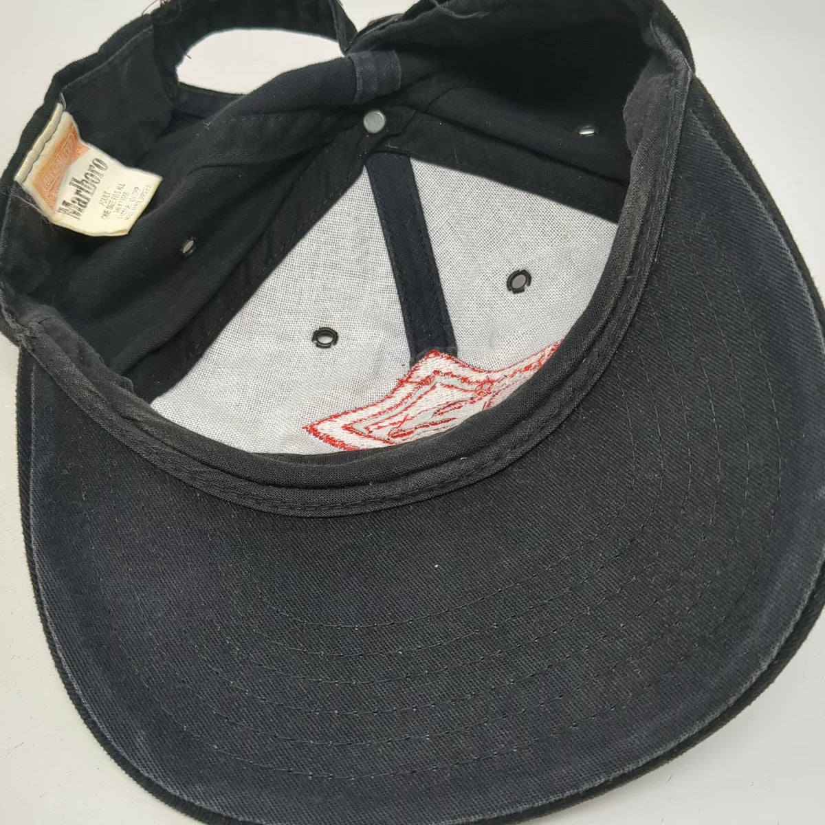 Marlboro Unlimited Baseball Cap Black One Size Hat Cotton Slideback Embroidered