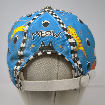 Kathy Davis Designs Baseball Cap Blue White One Size Cats Checkerboard Hat