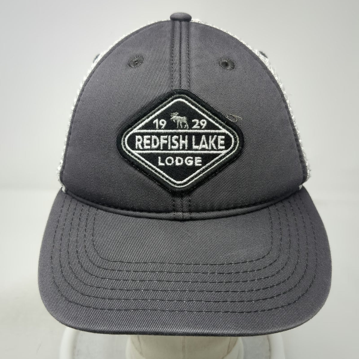 Legacy Trucker Hat Gray White One Size Redfish Lake Lodge Moose Snapback Mesh
