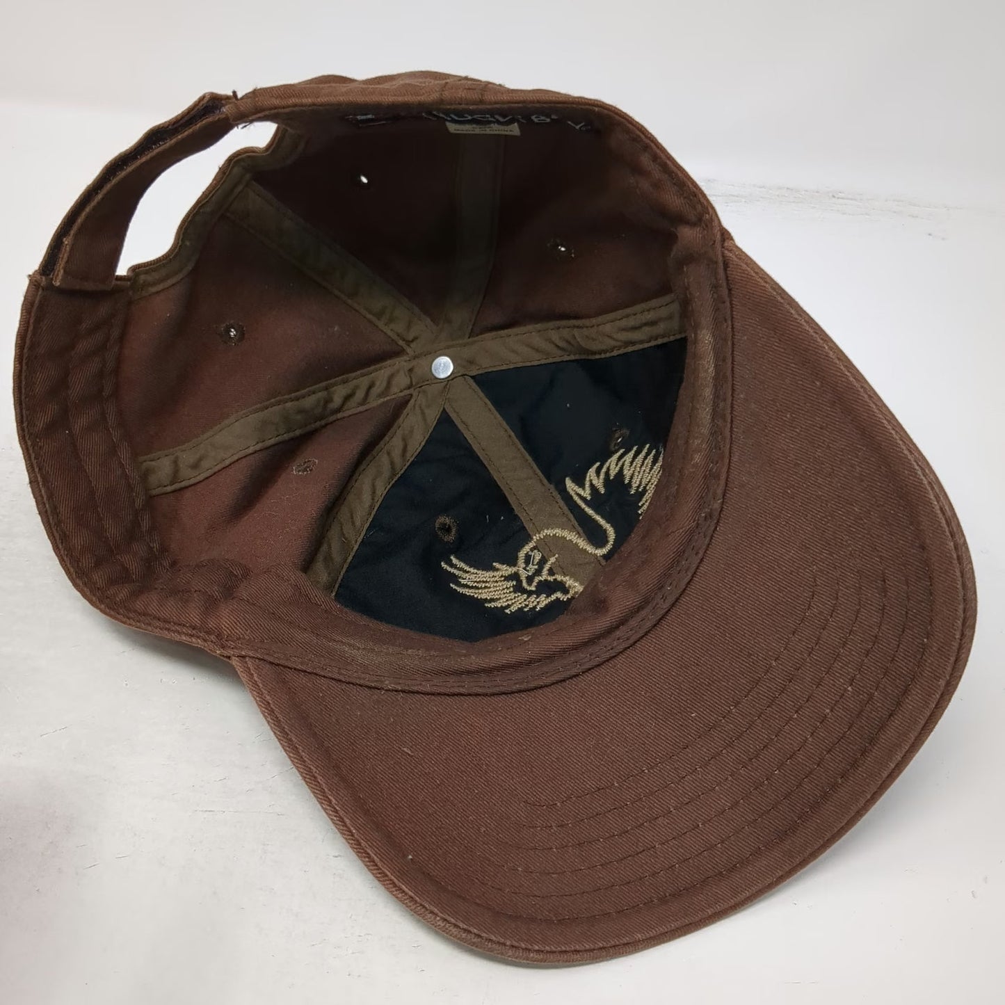 Bugle Boy Baseball Cap Brown One Size Cotton Embroidered Eagle Graphic hat