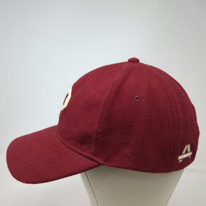 Portland Gear Baseball Cap Red One Size Leather Slideback Wool Blend Hat