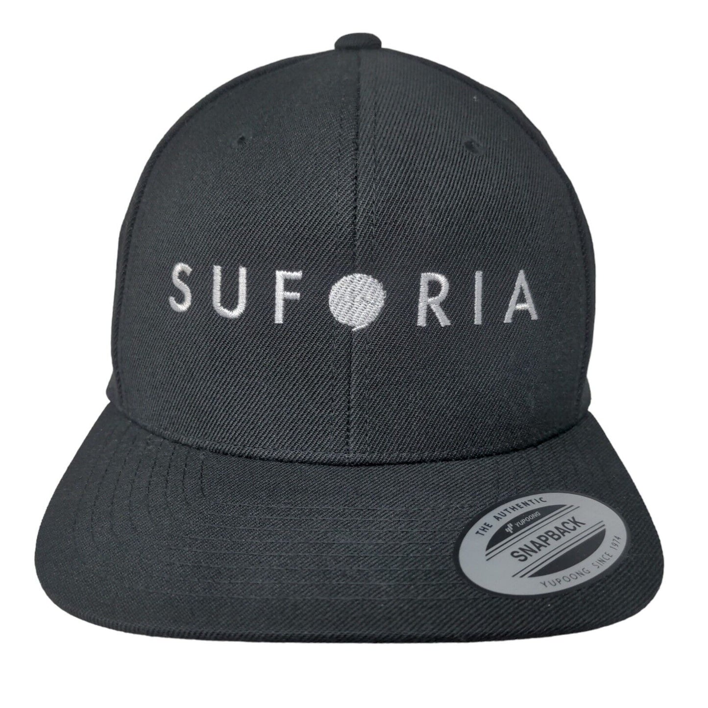 Suforia Snapback Hat Black One Size Embroidered 6 Panel Yupoong