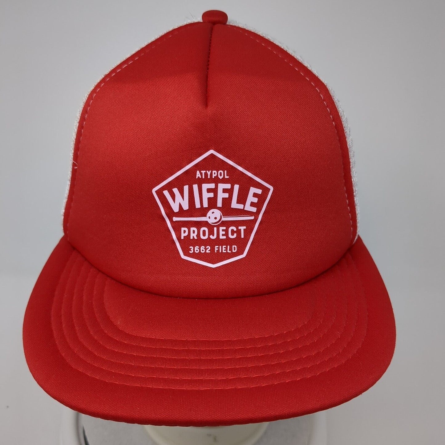 ATYPQL Wiffle Project 3662 Field Snapback Trucker Hat Red OS Adjustable Mesh