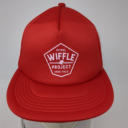 ATYPQL Wiffle Project 3662 Field Snapback Trucker Hat Red OS Adjustable Mesh