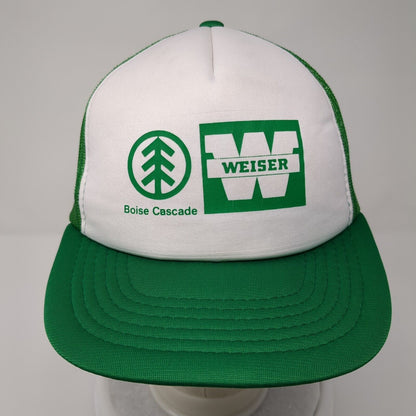 Weiser Boise Cascade Snapback Mesh Back Trucker Hat Green White OSFA Logo