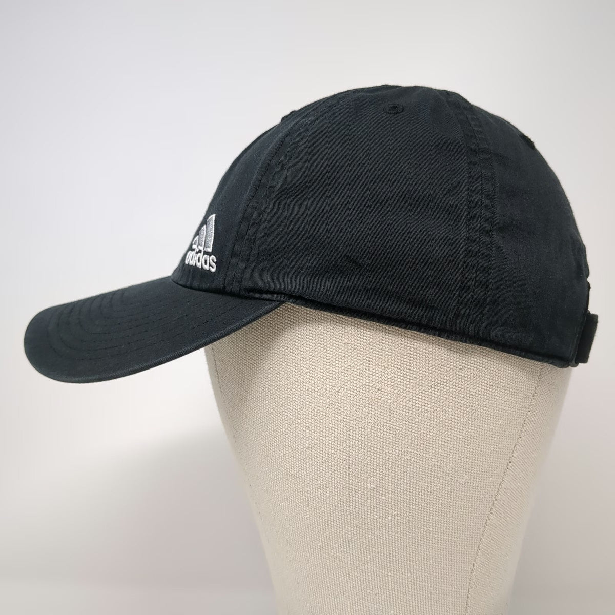 Adidas Baseball Cap Black One Size Strapback Hat AEROREADY Logo Cotton Blend