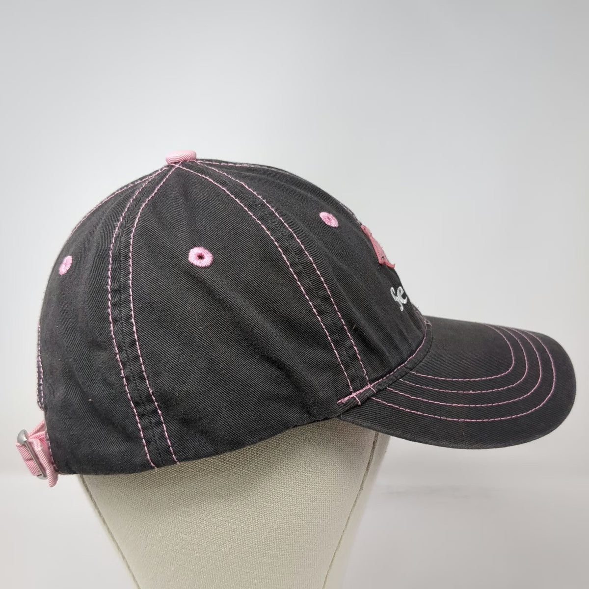 SeaWorld Baseball Cap Gray Pink White OSFM Cotton Contrast Stitching Logo Hat