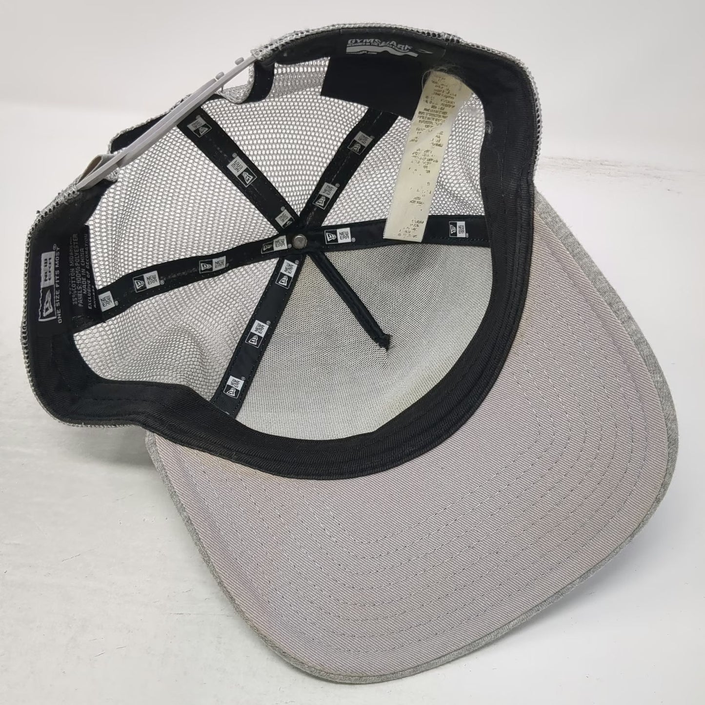 New Era Trucker Hat Gray One Size Gymshark Mesh Back Snapback Embroidered Logo