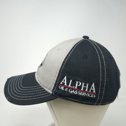 Otto Baseball Cap Black One Size Distressed Alpha Oil Gas Contrast Stitching Hat