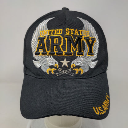 United States Army Strapback Hat Black One Size Embroidered Vent Holes
