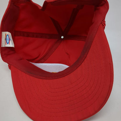 Nissin 5 Panel Red Hat One Size Wheeler Machinery Co Rope Script Embroidery