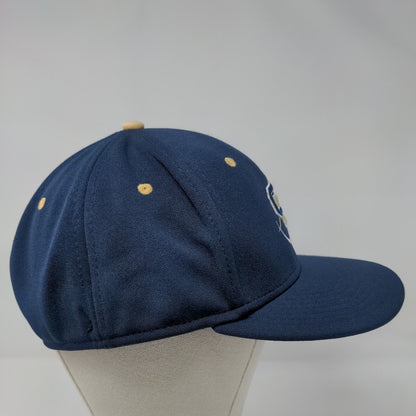 The Game Pro Fitted Hat Blue Large Embroidered Logo Solid Vent Holes
