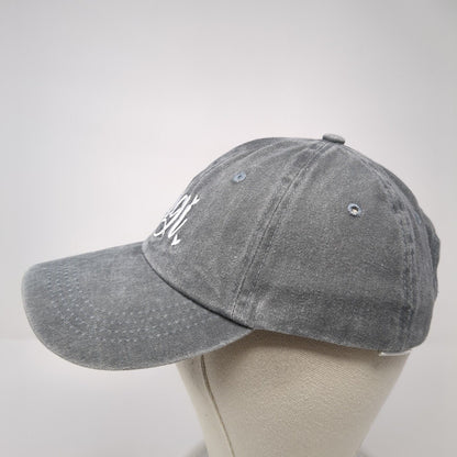 Gigi Slideback Hat Gray One Size Adjustable Embroidered Vented Holes 6 Panel