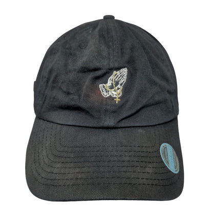 Praying Hands Rosary Slideback Hat Black One Size Embroidered KB ETHOS