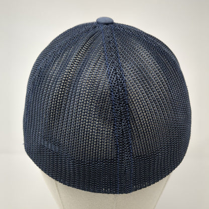 Idaho EKG Heartbeat Fitted Mesh Back Trucker Hat Blue One Size Flexfit