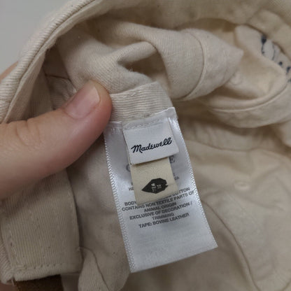 OMW Slideback Hat Tan One Size Embroidered Leather Strap Madewell