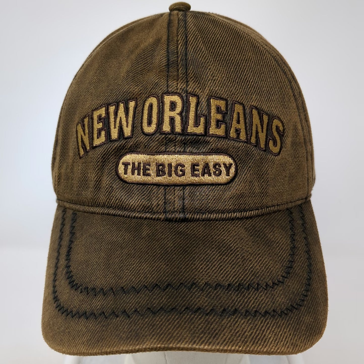 Raw Ma Snapback Hat Brown One Size New Orleans The Big Easy Embroidered Stitch