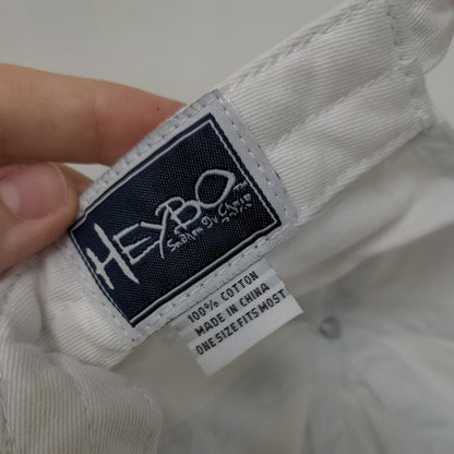 HEYBO Slideback Hat White OSFM Adjustable Embroidered Vented Holes 6 Panel