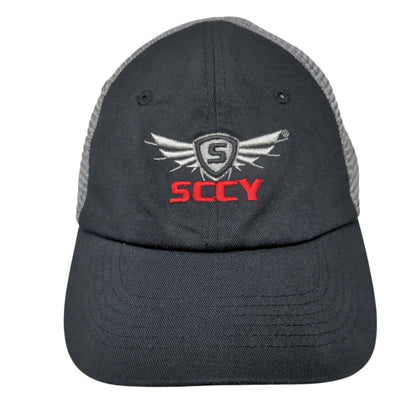 SCCY Snapback Mesh Back Trucker Hat Black One Size Embroidered Colorblock