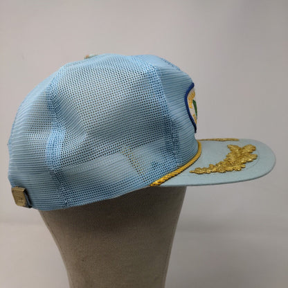 Derby Cap Mens Mesh Back Trucker Hat Blue Scrambled Eggs Indiana Farmers Vintage