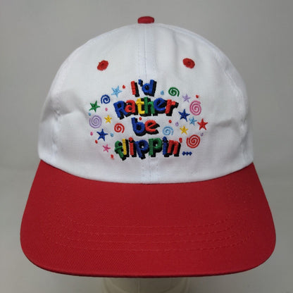 Unbranded Girl's Hat White OSFA Rather Be Flippin' Embroidered Strapback