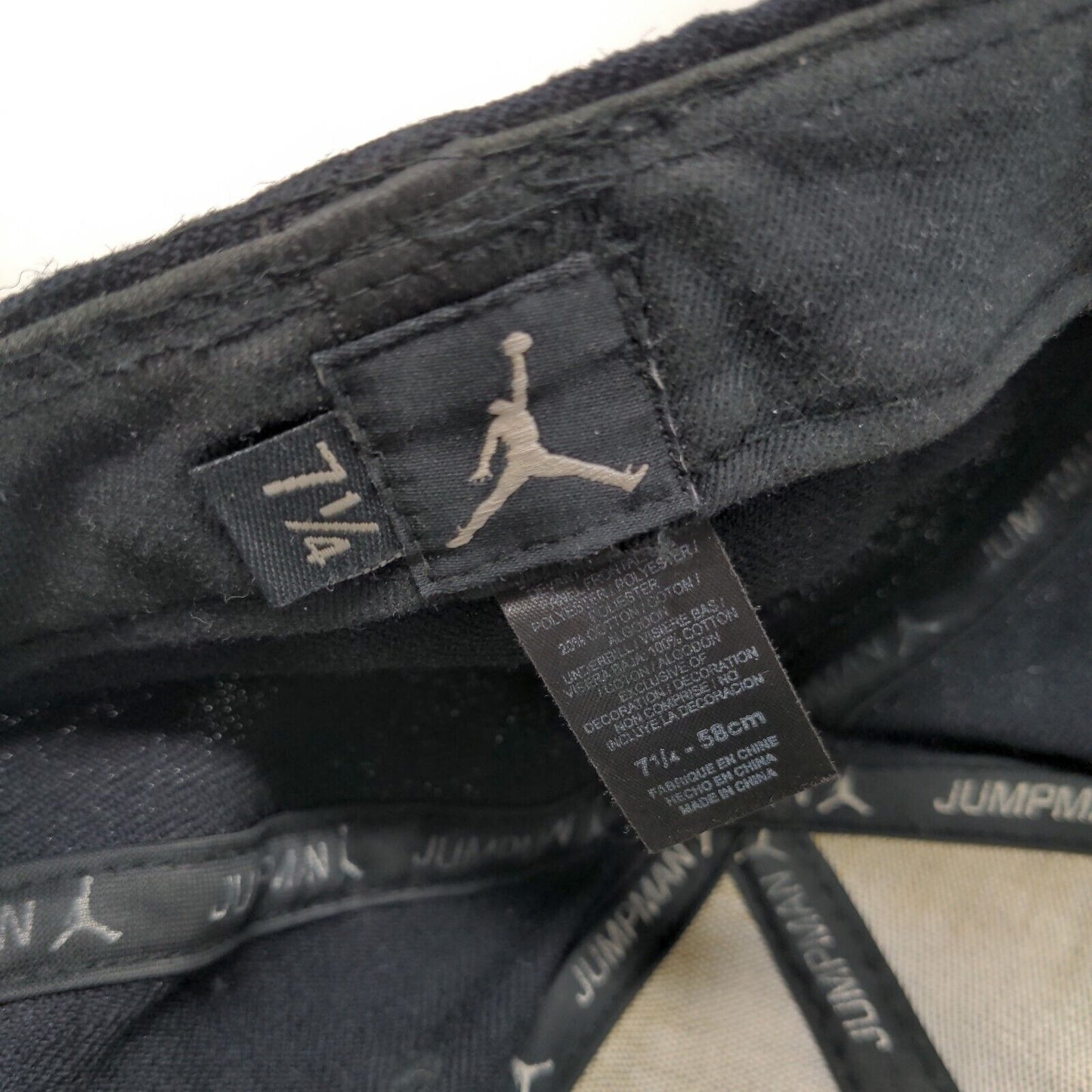 Jordan Jumpman Fitted Hat Black 7 1/4 Embroidered Vent Holes 6 Panel