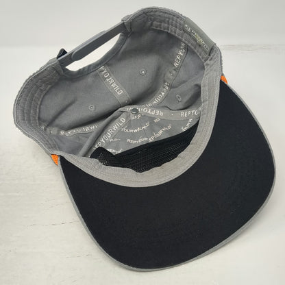 Rep Your Wild 5 Panel Gray One Size Rope Snapback Antler Patch Outdoor Hat