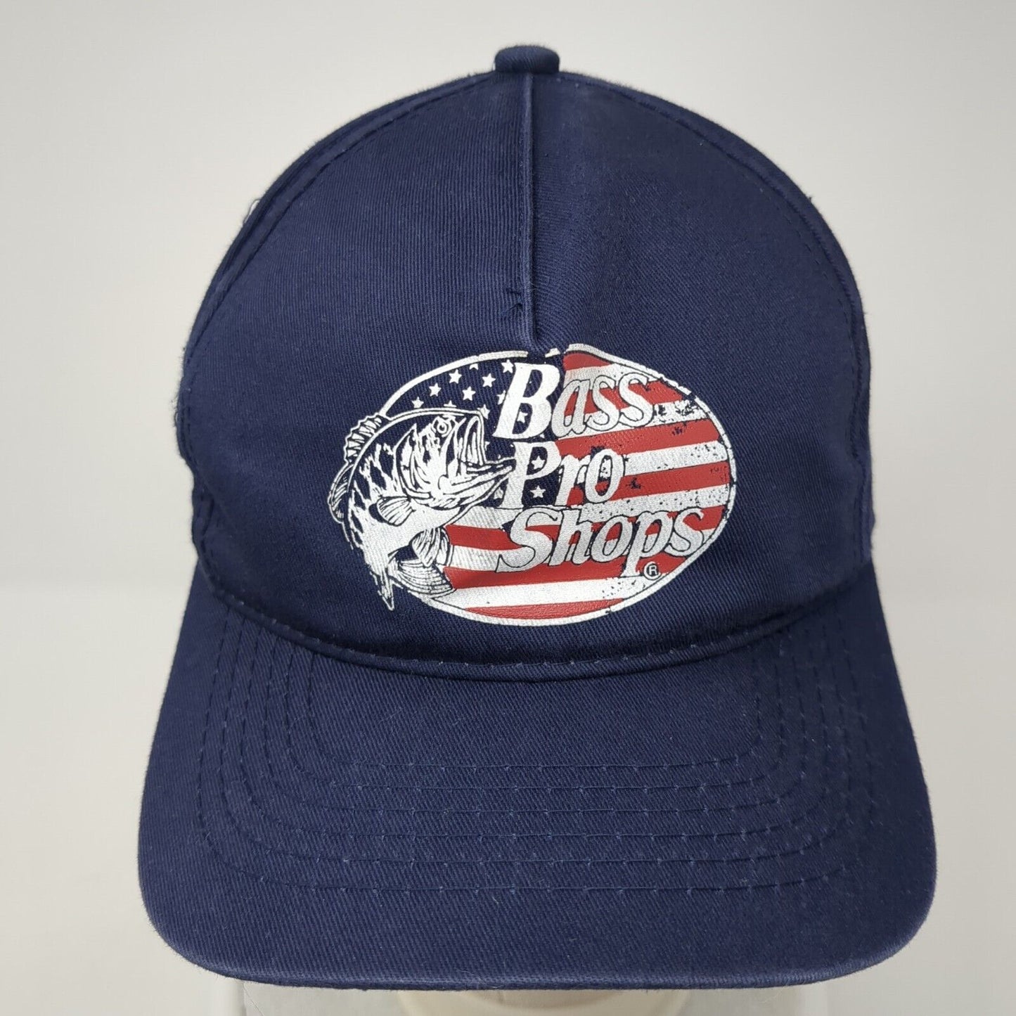 Bass Pro Shops Snapback Hat Blue One Size Adjustable Patriotic Gone Fishing