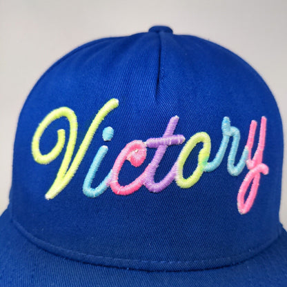 Yupoong Men's Snapback Hat Blue Embroidered Victory Logo Colorful Cotton