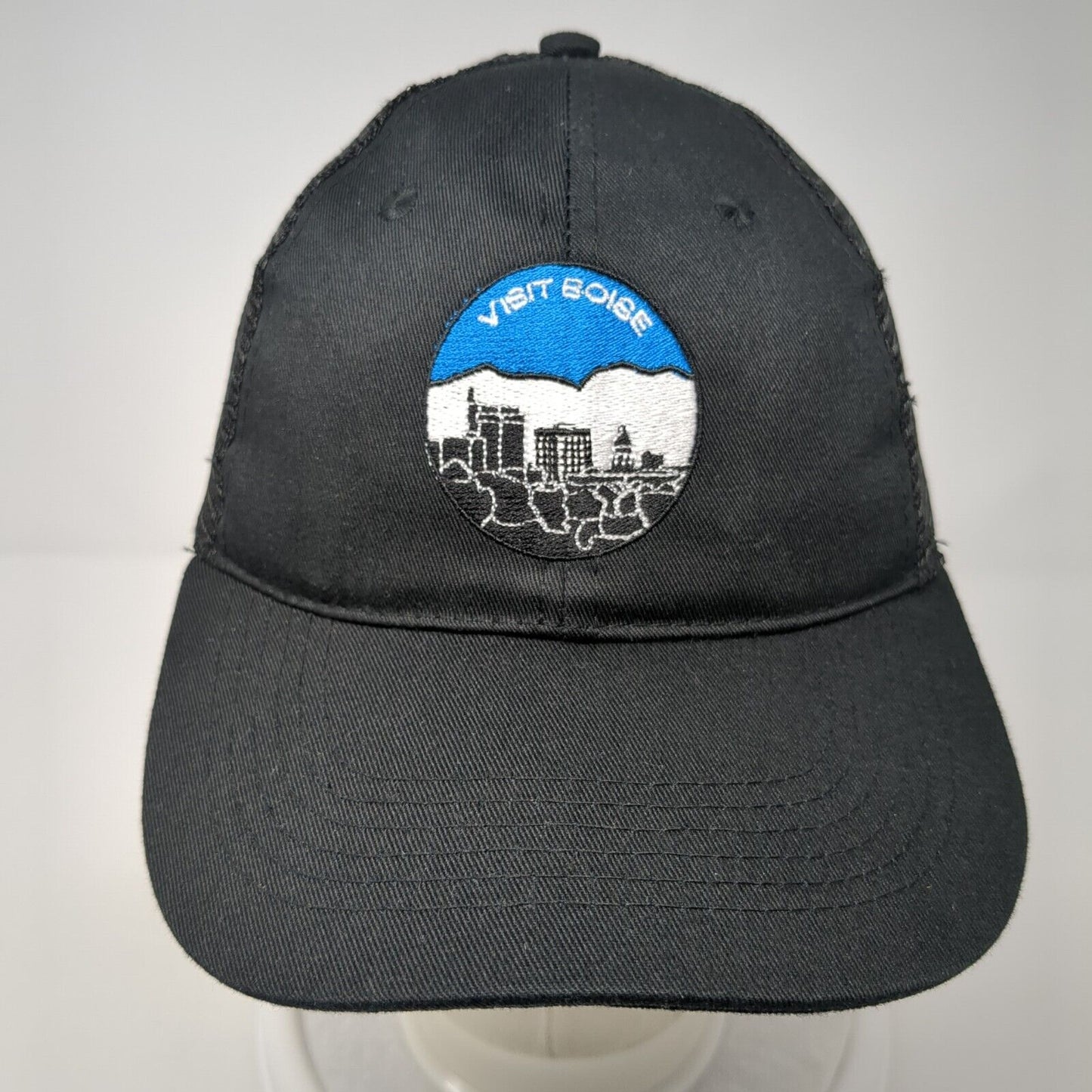 Visit Boise Snapback Trucker Hat Black One Size Adjustable Mesh Back Otto