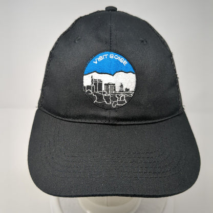 Visit Boise Snapback Trucker Hat Black One Size Adjustable Mesh Back Otto