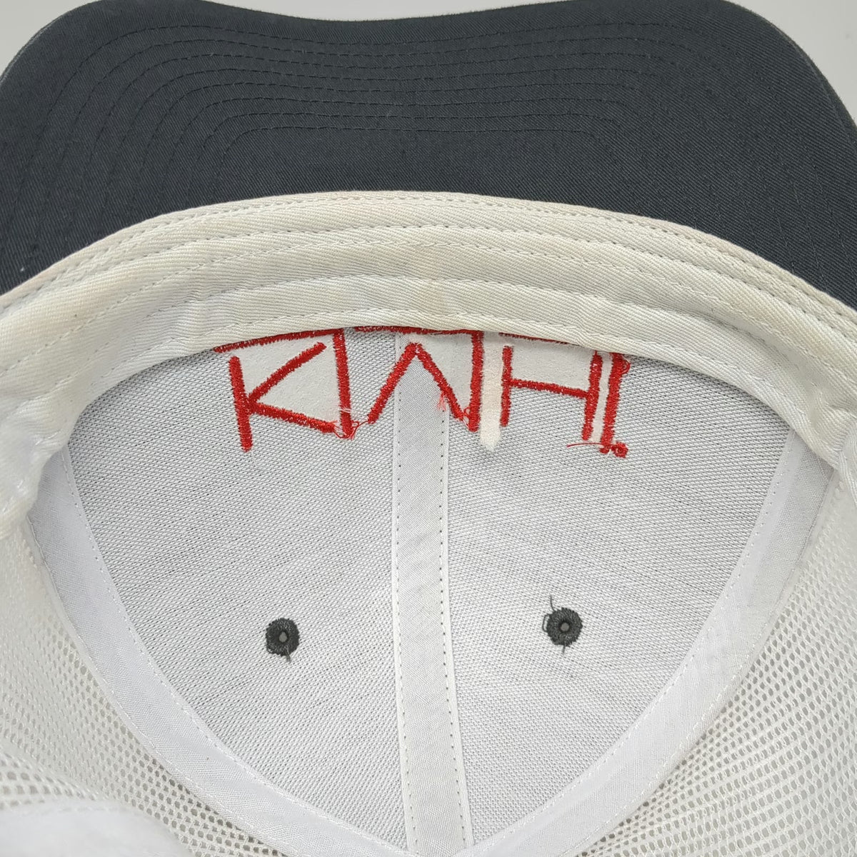 Richardson Trucker Hat Gray White One Size Mesh Back Snapback KVH Intelsat Logo