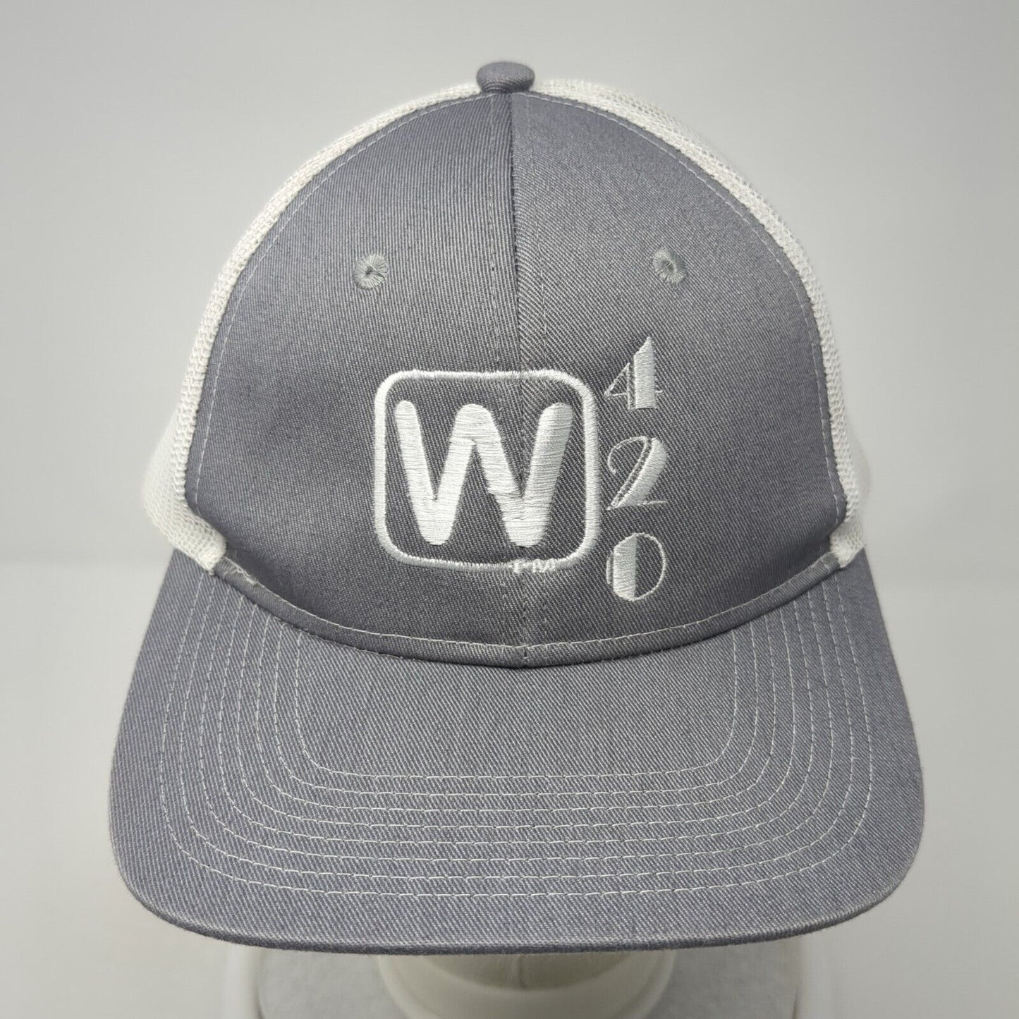 W420 Snapback Trucker Hat Gray OS Adjustable Embroidered Mesh Port Authority