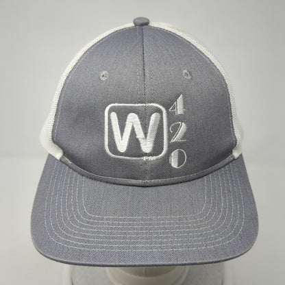 W420 Snapback Trucker Hat Gray OS Adjustable Embroidered Mesh Port Authority