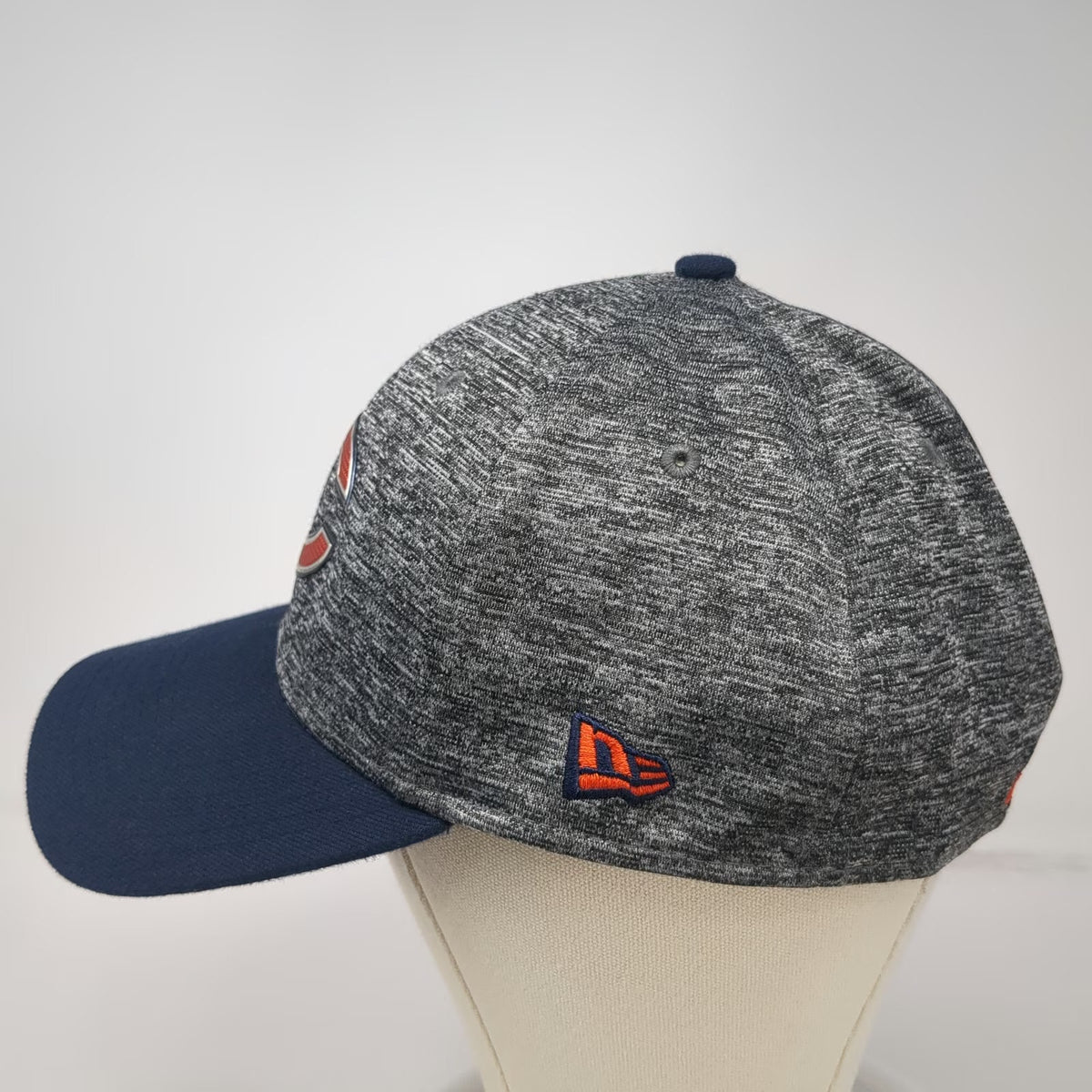 Chicago Bears NFL New Era Cap Gray Blue Orange XL 39THIRTY Graphic Underbrim Hat