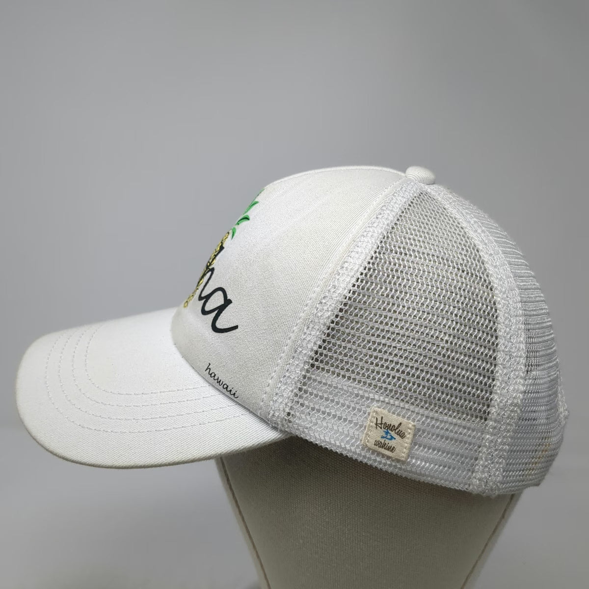 Honolua Trucker Hat White One Size Aloha Pineapple Hawaii Surf Mesh Snapback