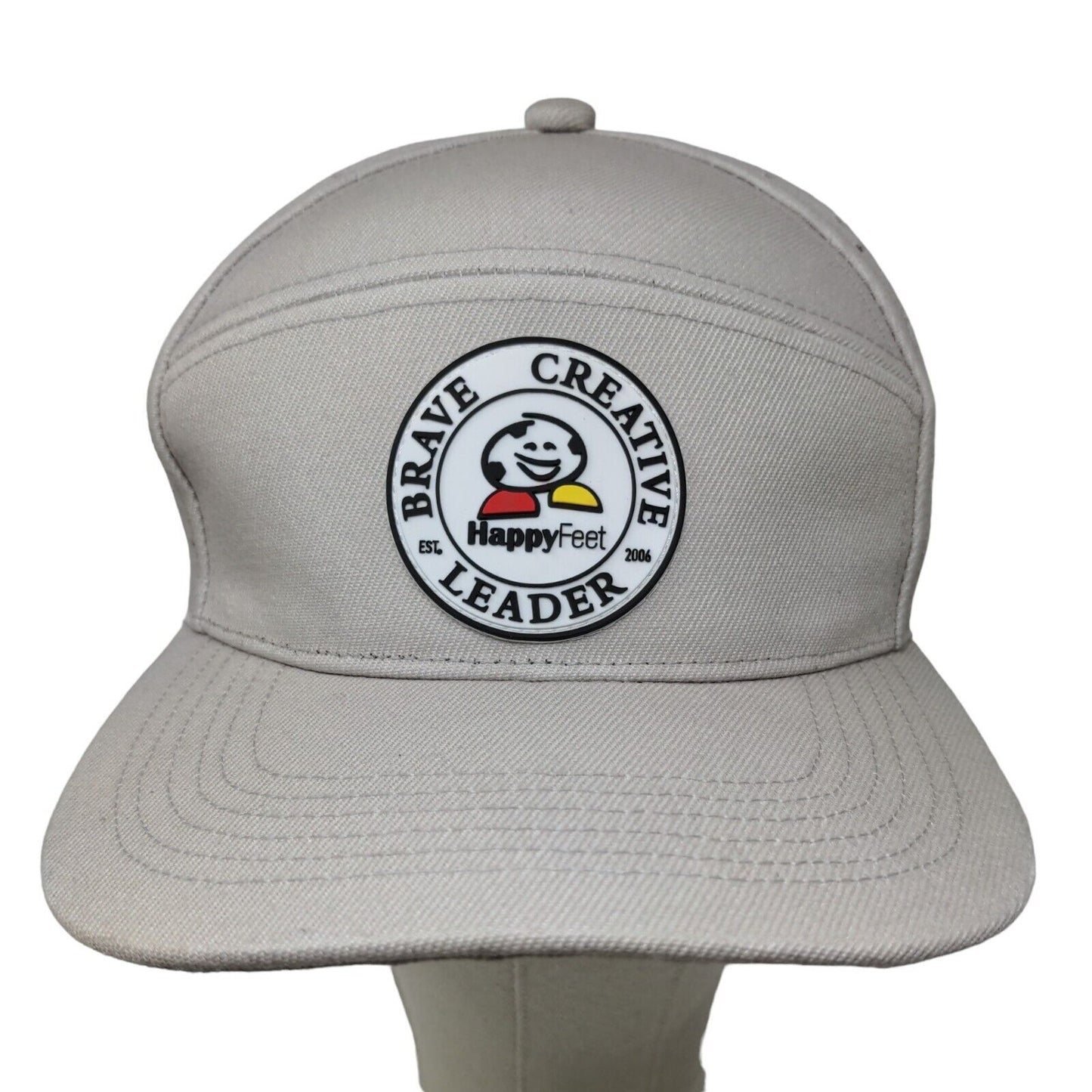Happy Feet Men's Snapback Mesh Back Hat Tan 3D Brave Creative Leader Logo