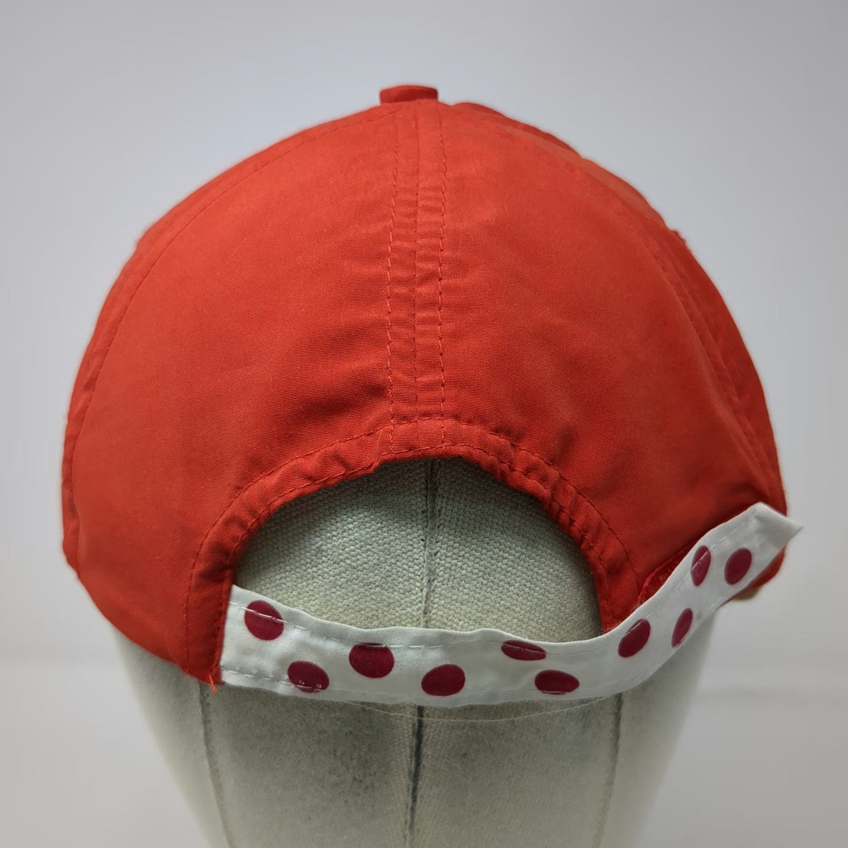 Champion Baseball Cap Red One Size Polka Dot Strapback Polyester Hat Logo Oval