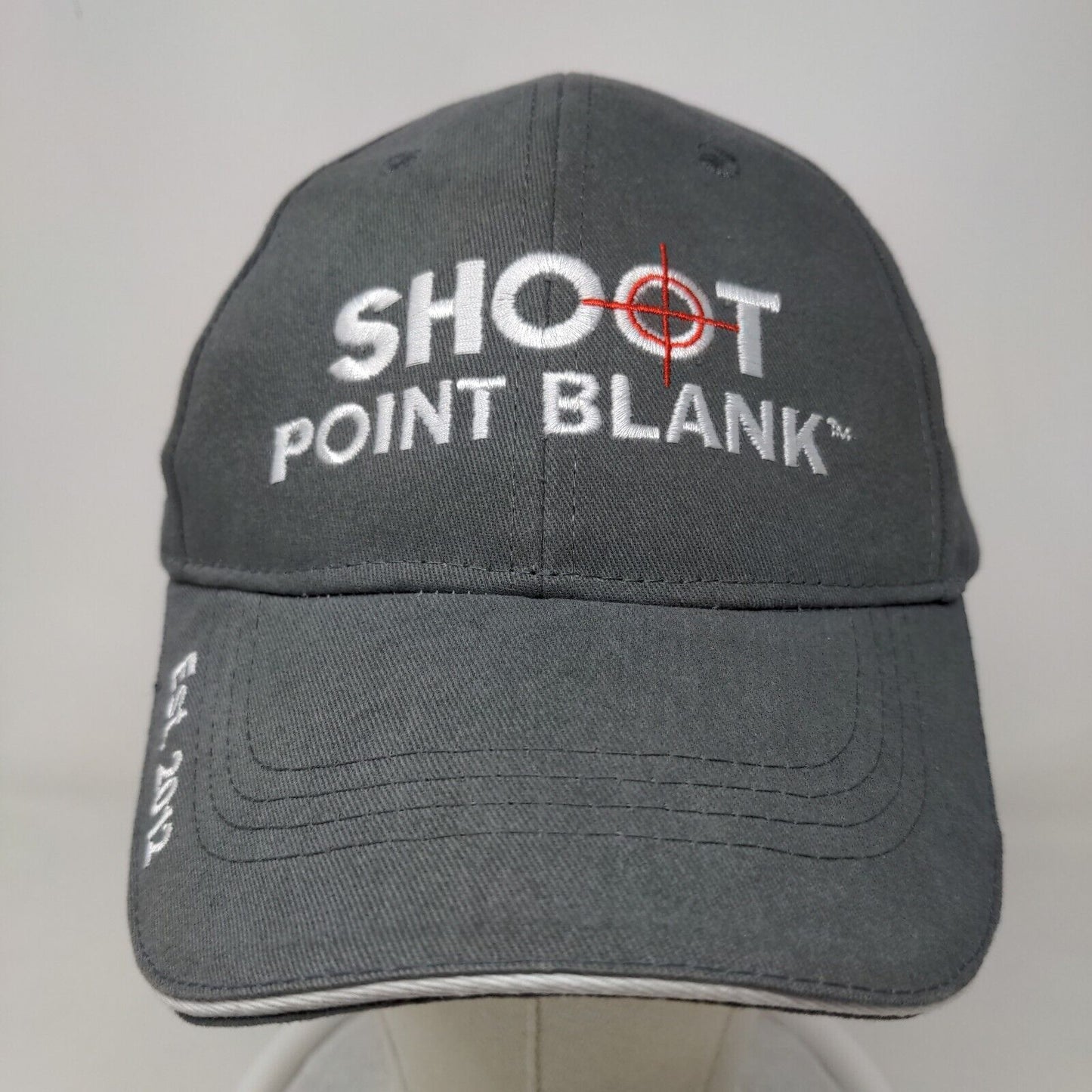 Shoot Point Blank Men's Strapback Hat Gray Embroidered Logo Firearms