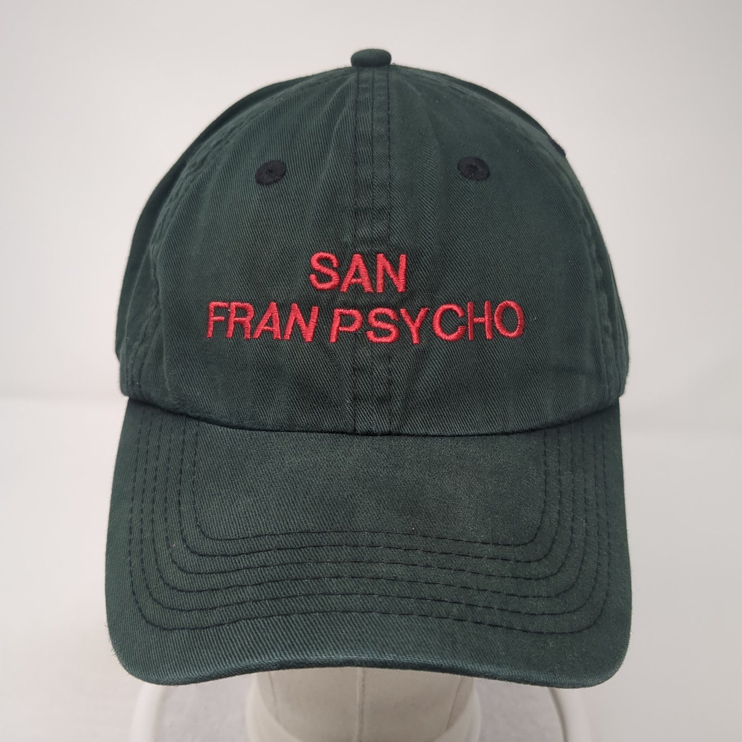 San Fran Psycho Slideback Hat Green One Size Adjustable Solid Harriton