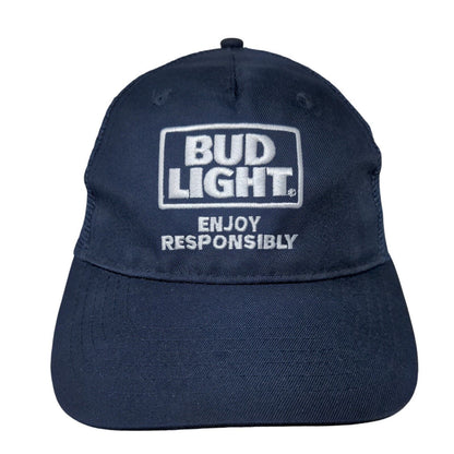 Bud Light Enjoy Responsibly Snapback Trucker Hat Blue OSFM Adjustable Mesh Back