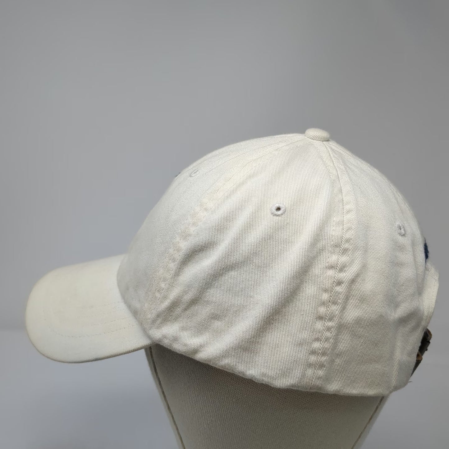 Polo Ralph Lauren Baseball Cap White Blue Brown One Size Big Pony Leather Hat