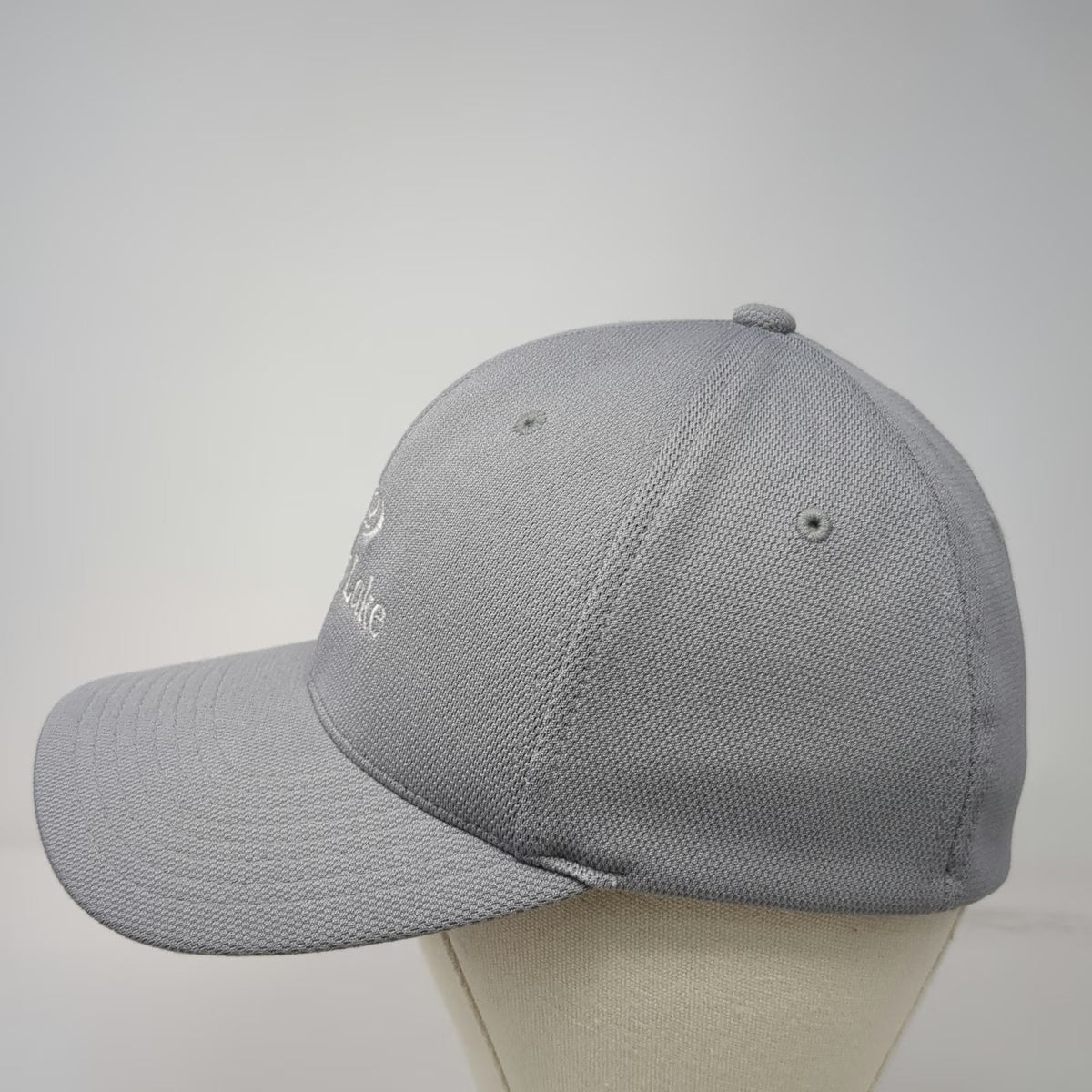 Flexfit Baseball Cap Gray M Hume Lake Logo Polyester Fitted Curved Brim Hat