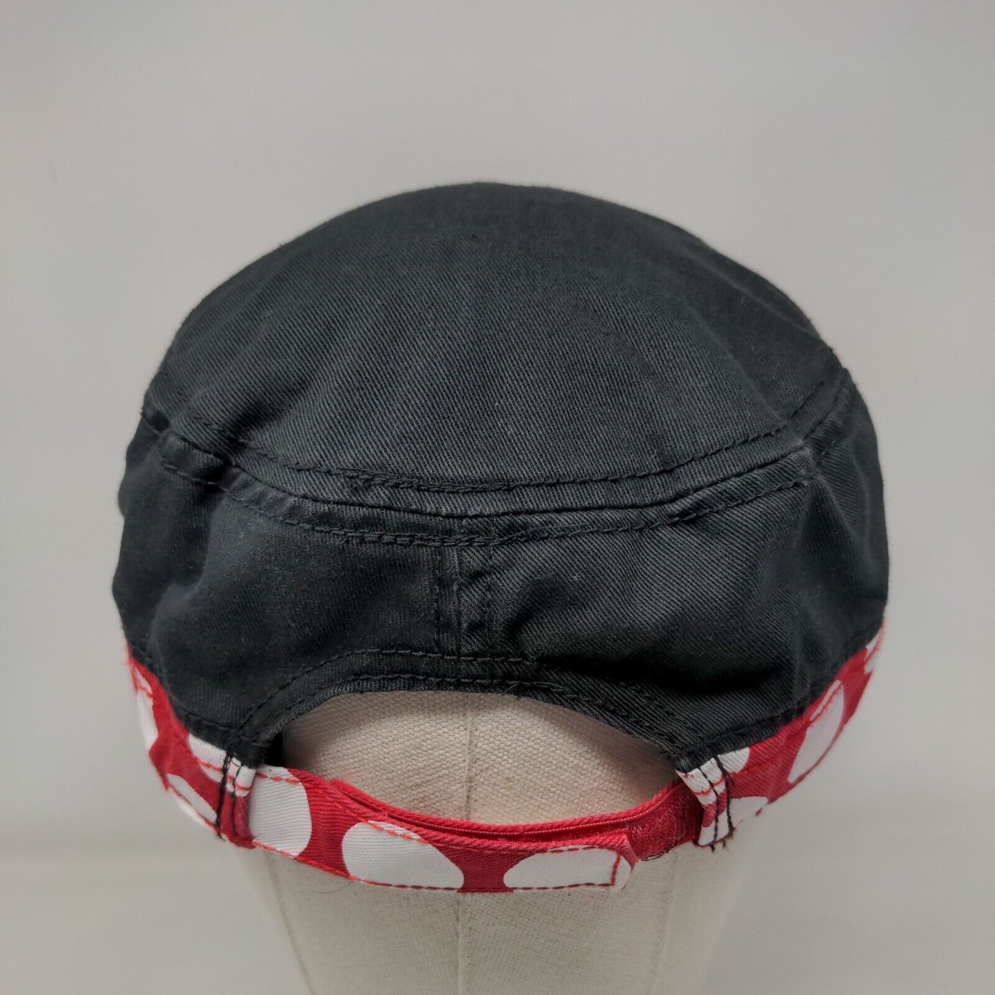 Disney Minnie Mouse Strapback Army Cadet Cap Hat Black OSFA Bling Bow