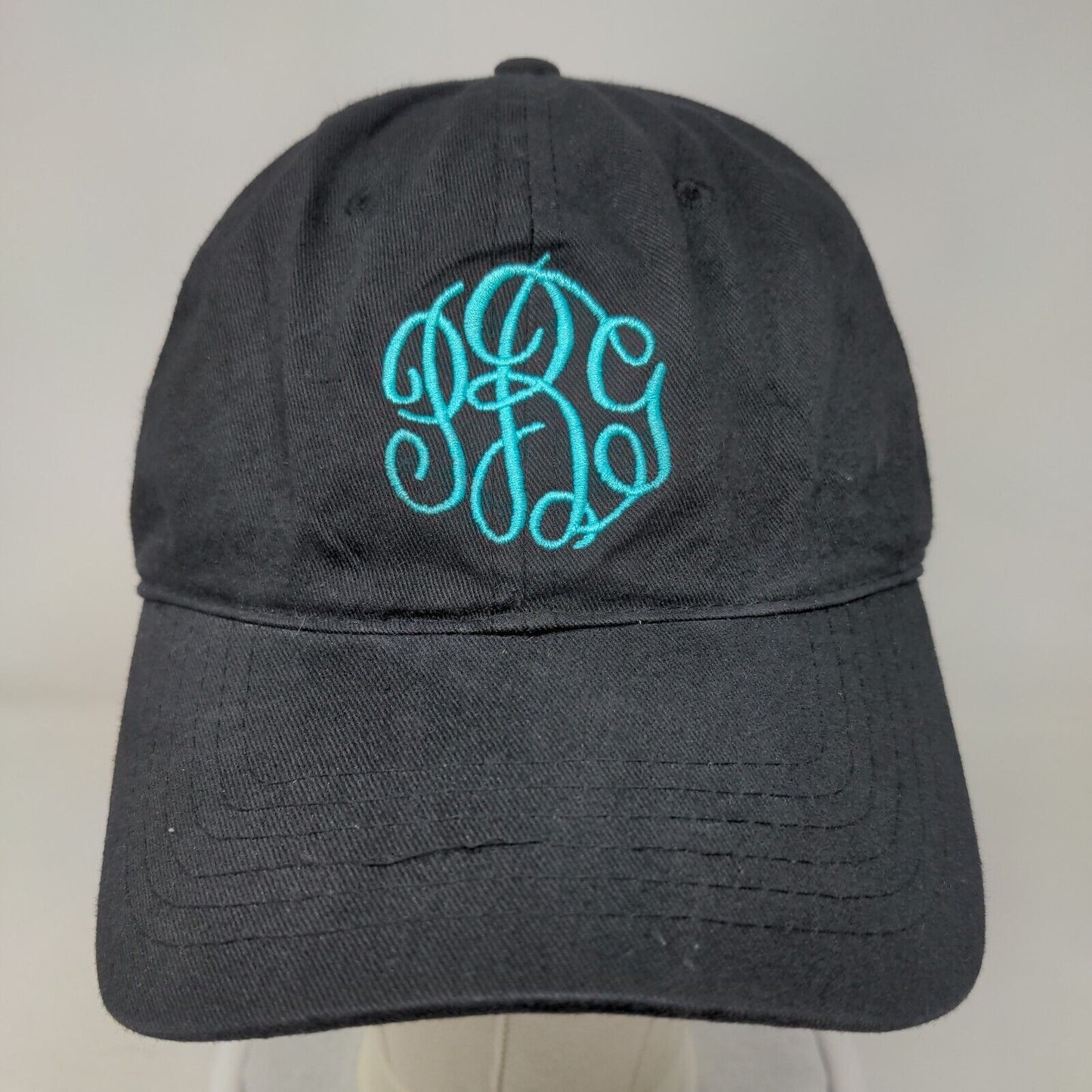PRG Monogram Slideback Hat Black One Size Adjustable Embroidered Vented Holes